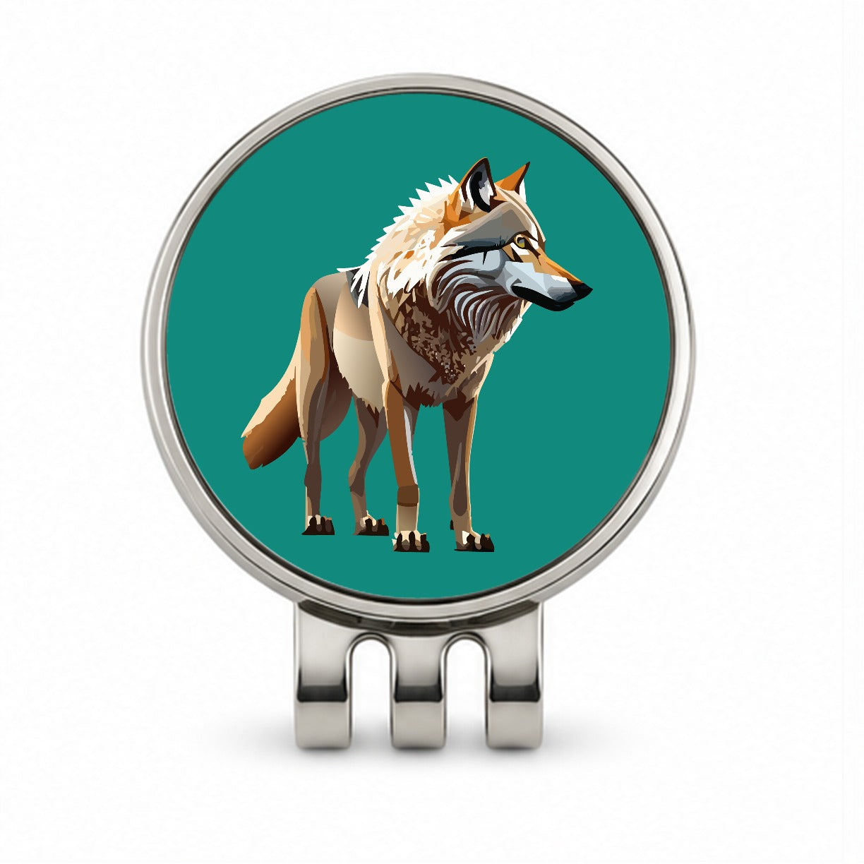 Dire Wolf Standing Golf Hat Clip with Ball Marker
