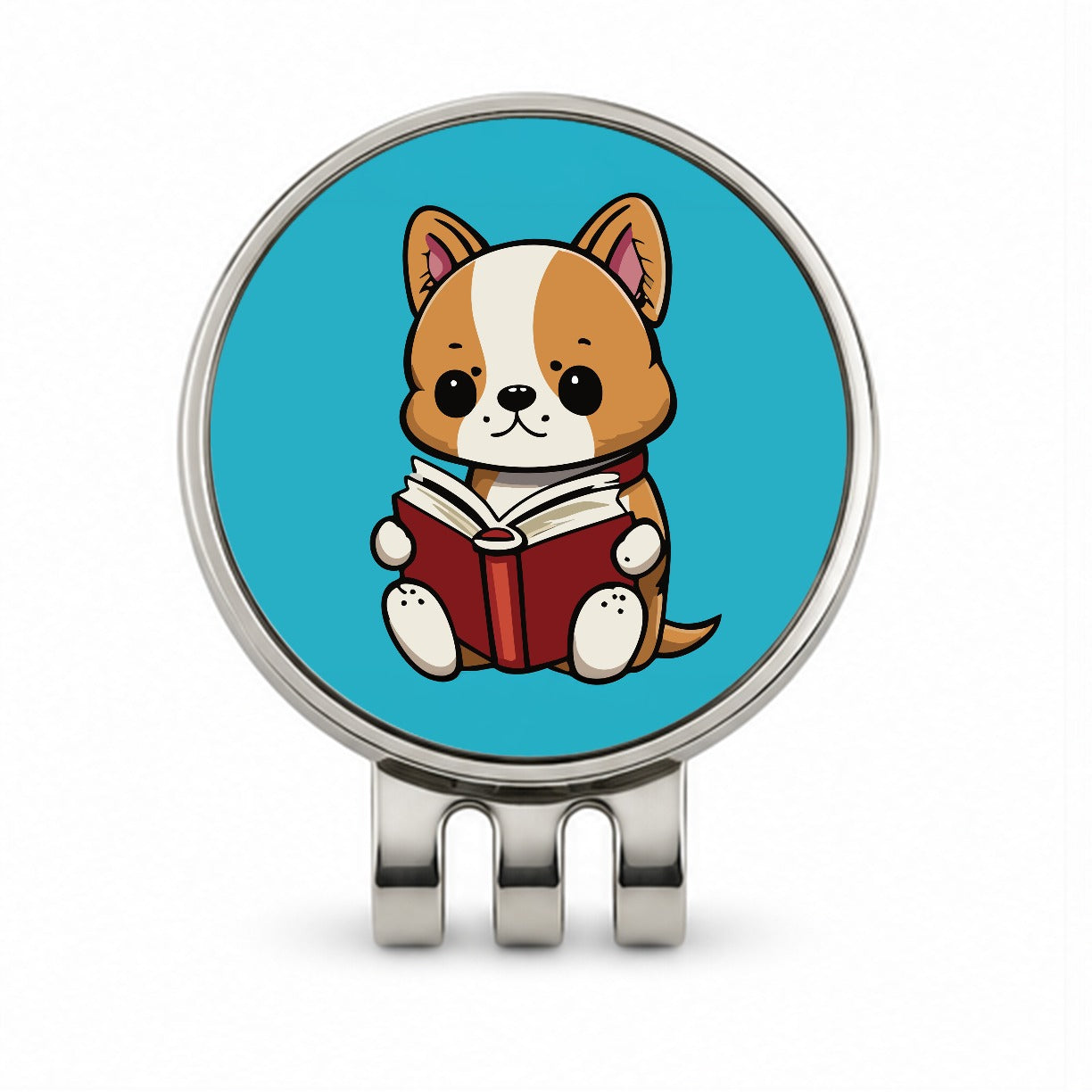 Dog Reading Book Golf Hat Clip with Ball Marker