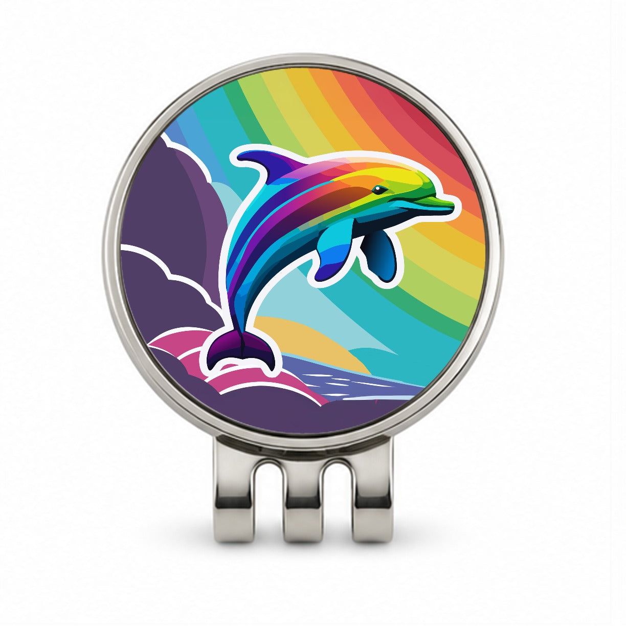Dolphin Rainbow Cute Golf Hat Clip with Ball Marker
