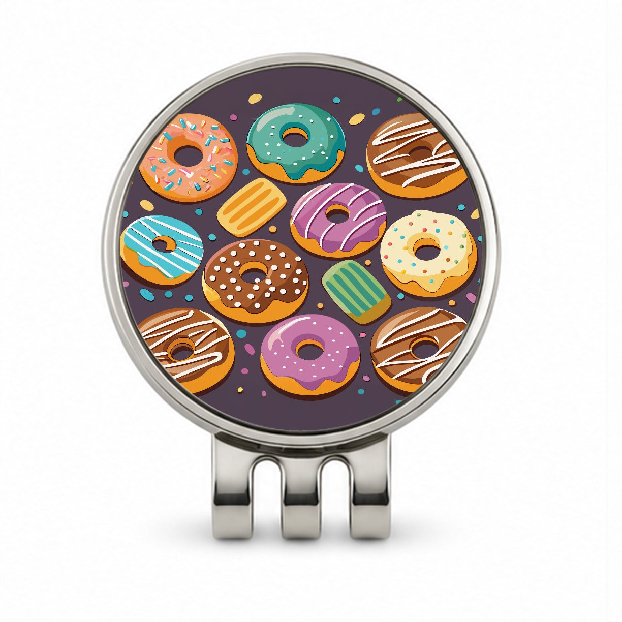 Donuts Scattered Golf Hat Clip with Ball Marker