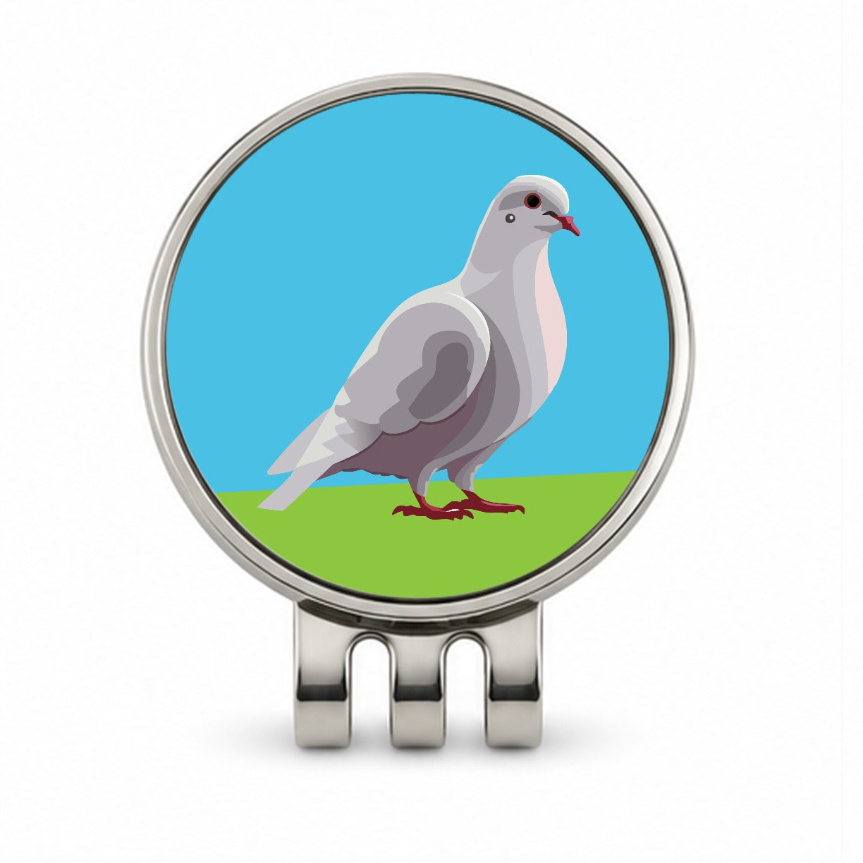 Dove Standing White Golf Hat Clip with Ball Marker