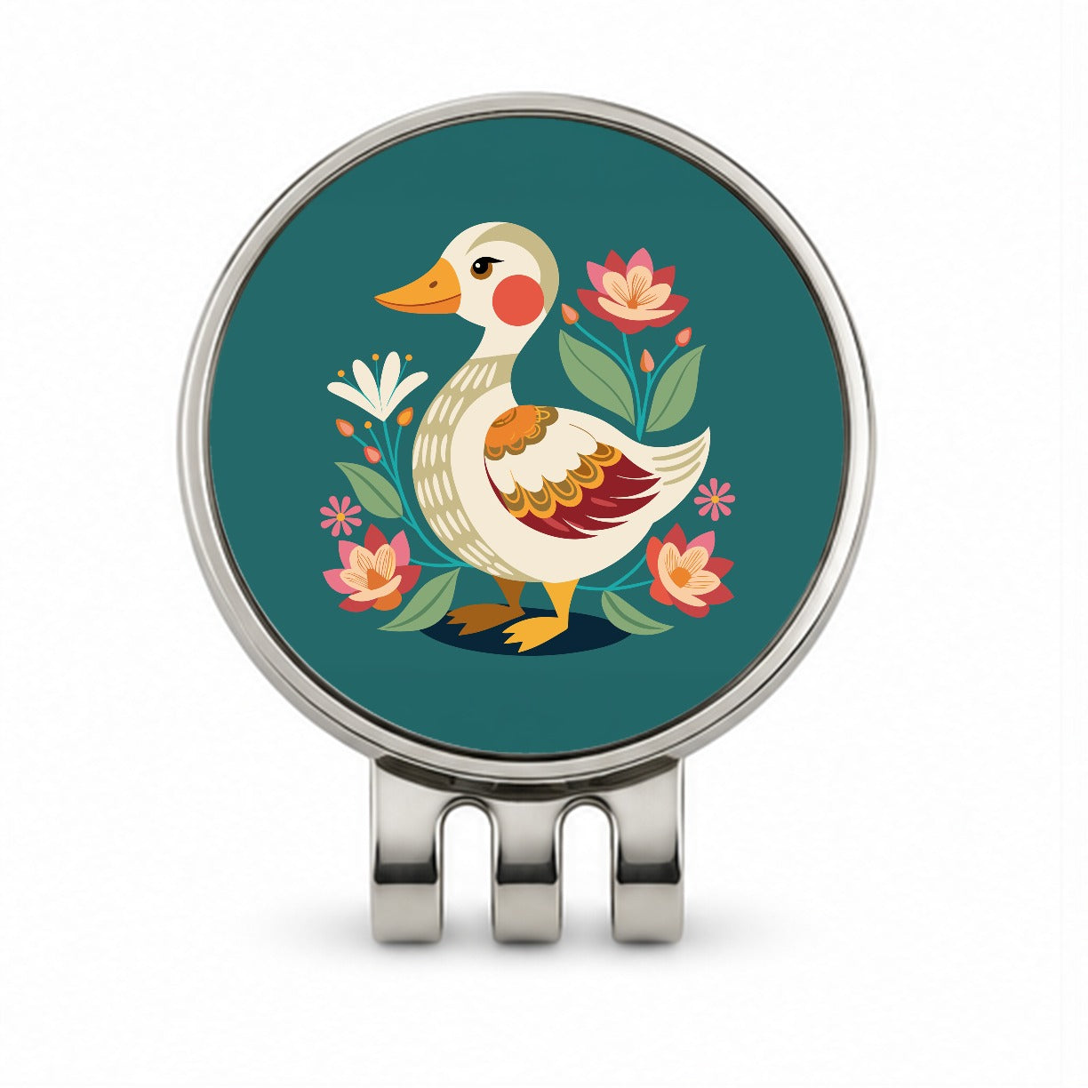 Duck Floral Flowers Golf Hat Clip with Ball Marker