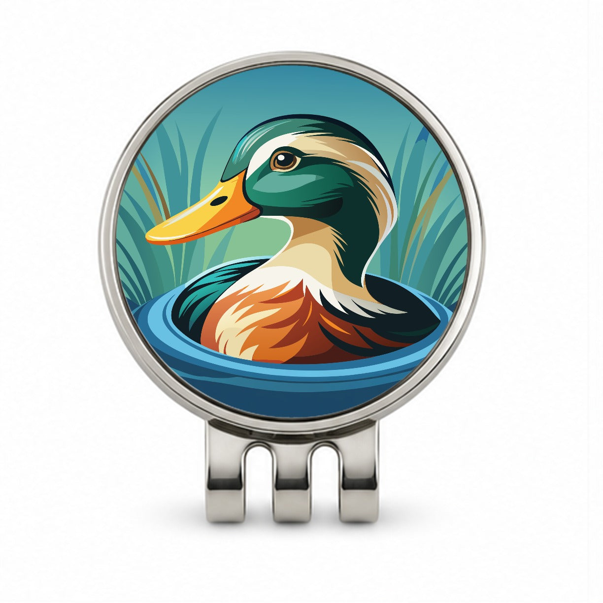 Duck in Water Elegant Golf Hat Clip with Ball Marker