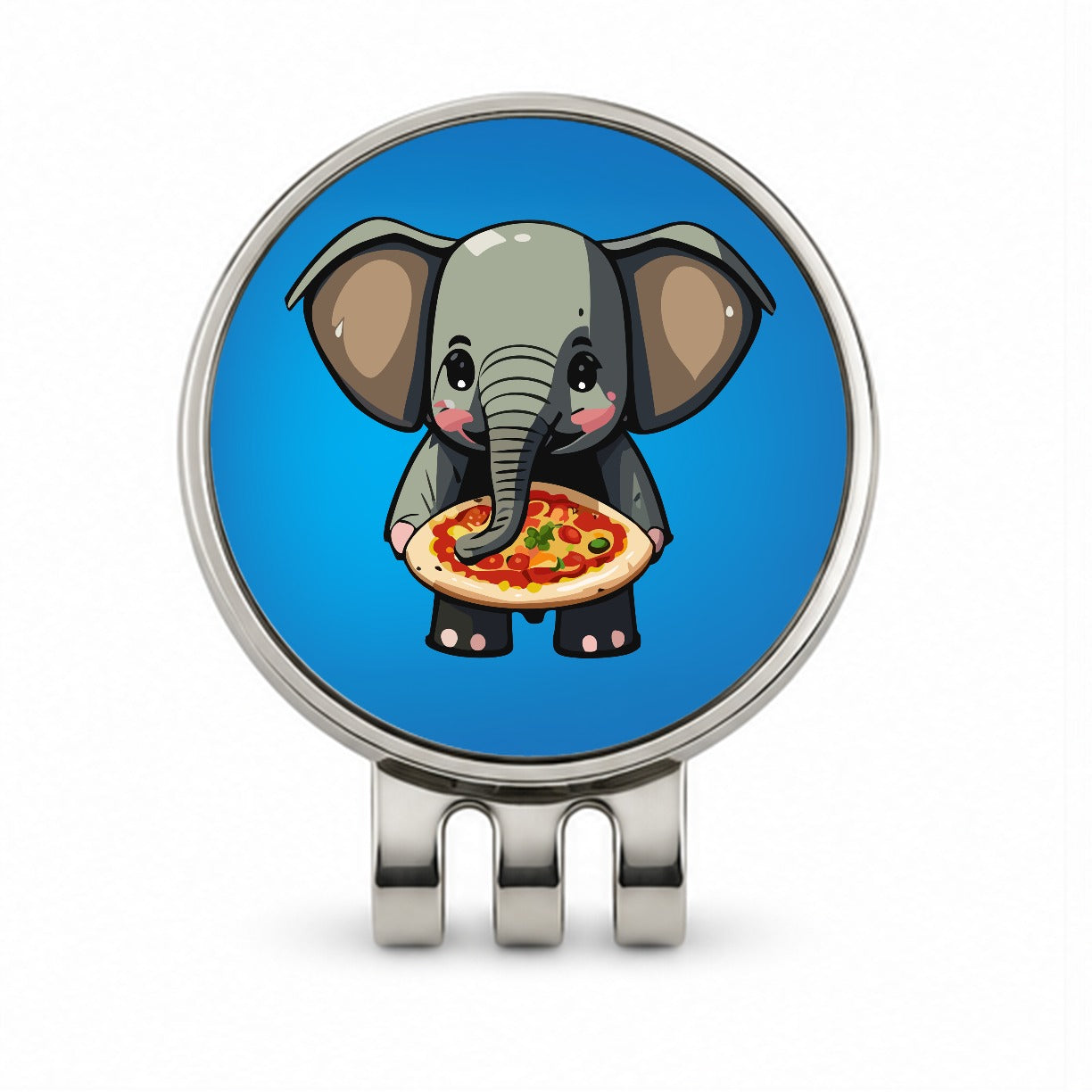 Elephant Eating Pizza Funny Golf Hat Clip with Ball Marker