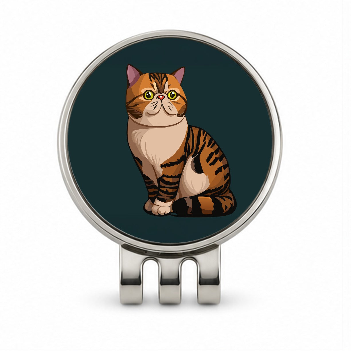 Exotic Shorthair Cat Sitting Golf Hat Clip with Ball Marker