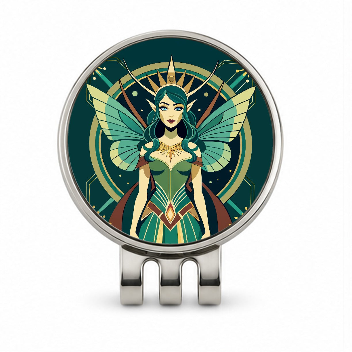 Fairy Nymph Art Deco Golf Hat Clip with Ball Marker