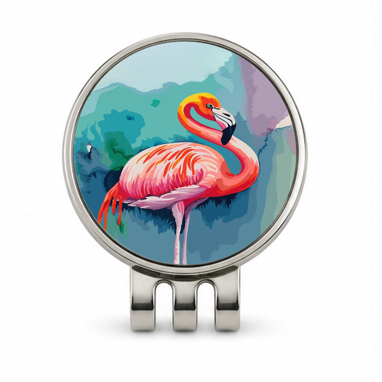 Flamingo Colorful Golf Hat Clip with Ball Marker