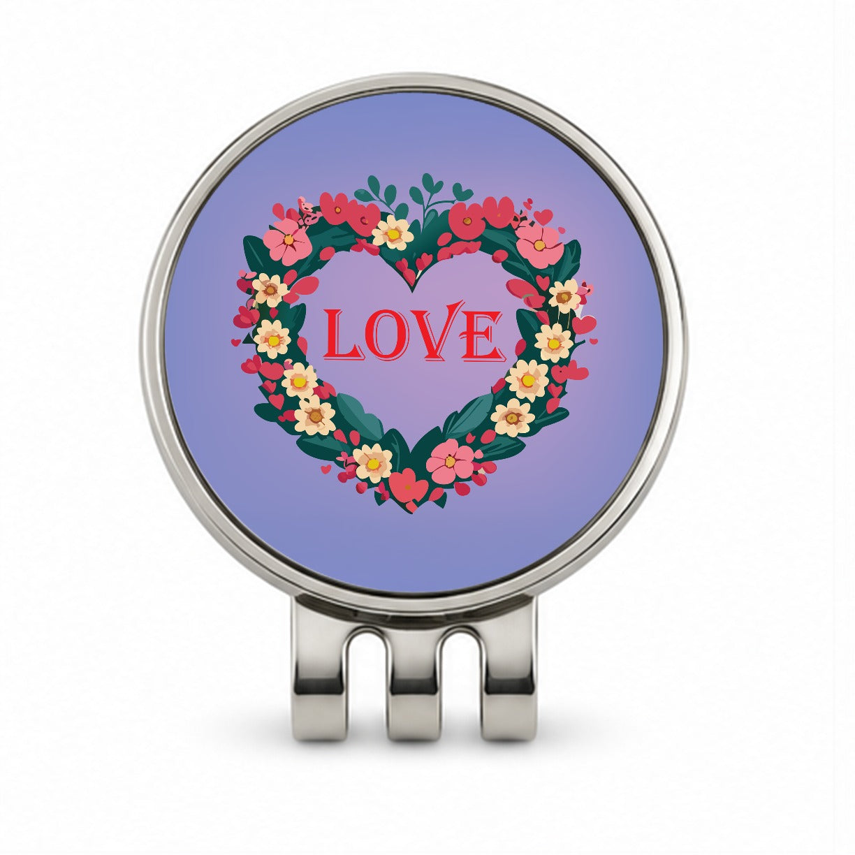 Flower Heart Love Wreath Floral Wedding Beautiful Golf Hat Clip with Ball Marker