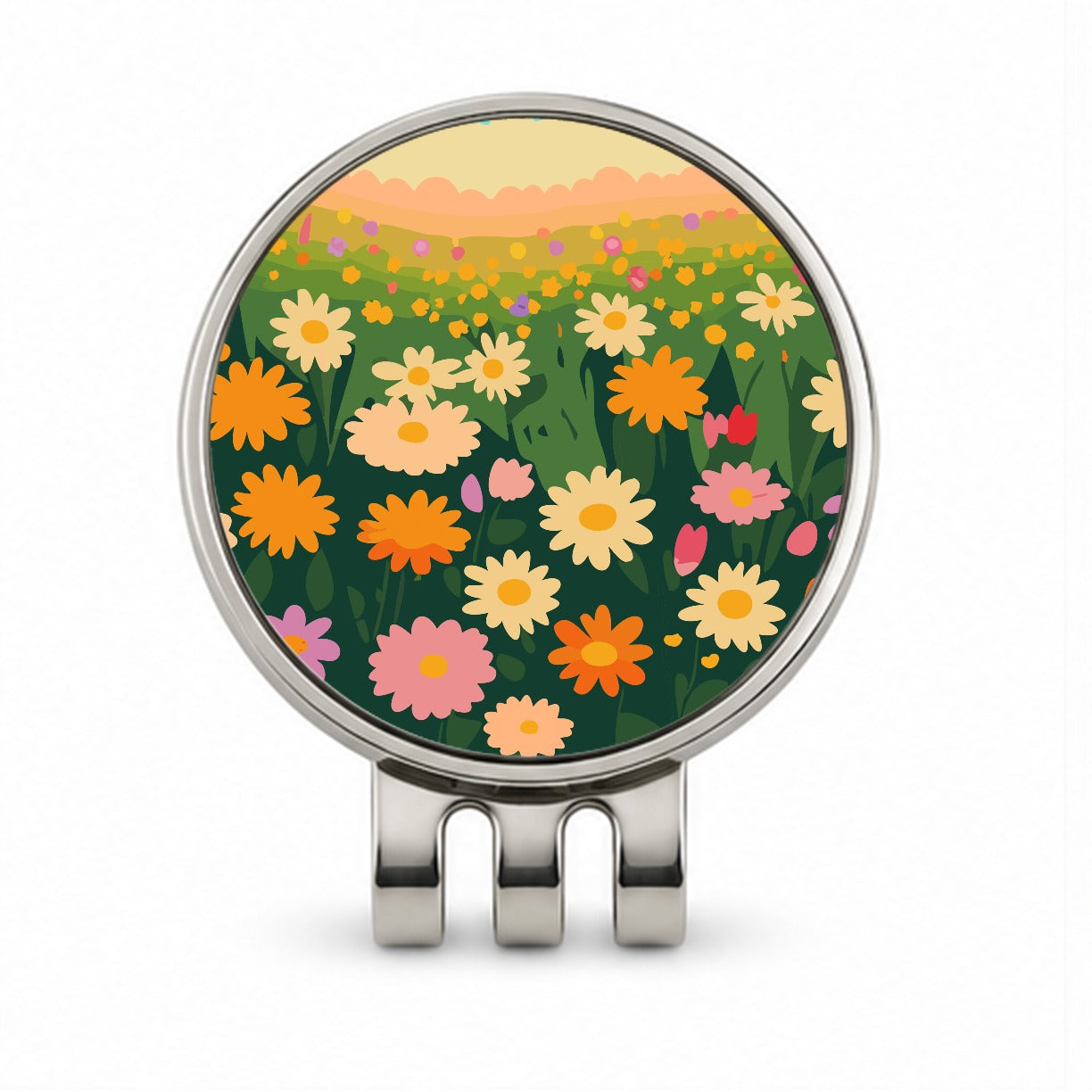 Flowers in Meadow Floral Golf Hat Clip with Ball Marker