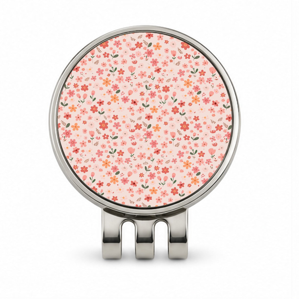Flowers Peach Pink Cute Pattern Golf Hat Clip with Ball Marker