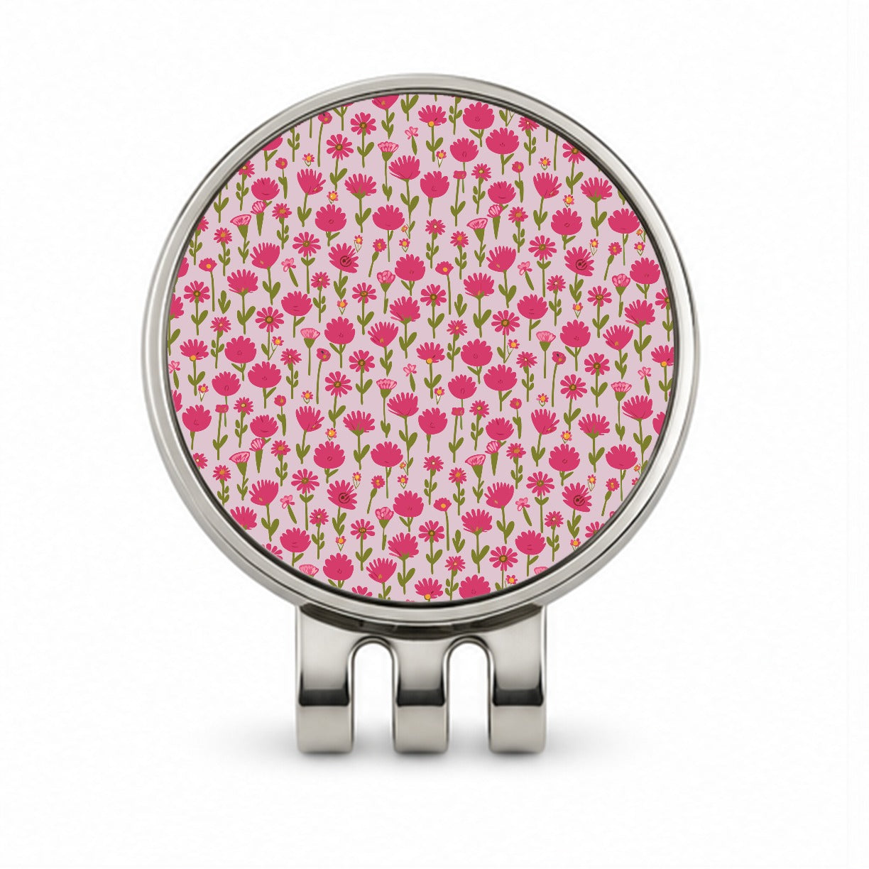 Flowers Pink Cute Pattern Golf Hat Clip with Ball Marker