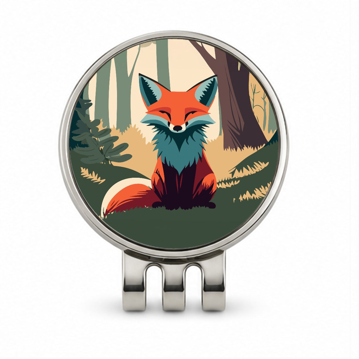 Fox in Forest Woodland Wilderness Golf Hat Clip with Ball Marker