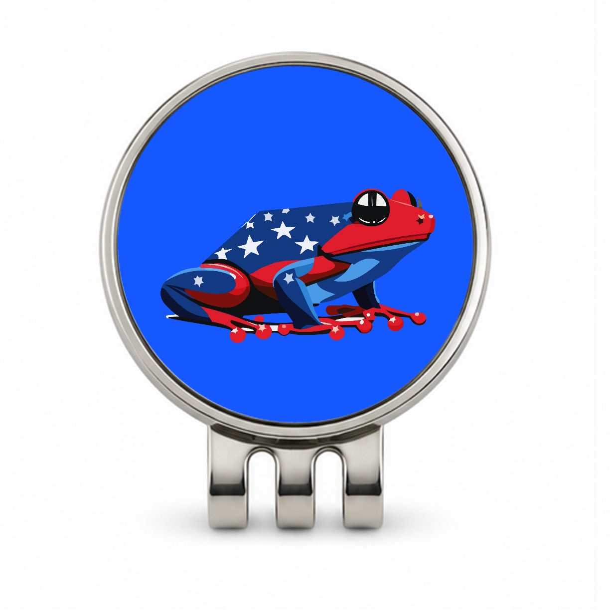 Frog Patriotic Golf Hat Clip with Ball Marker