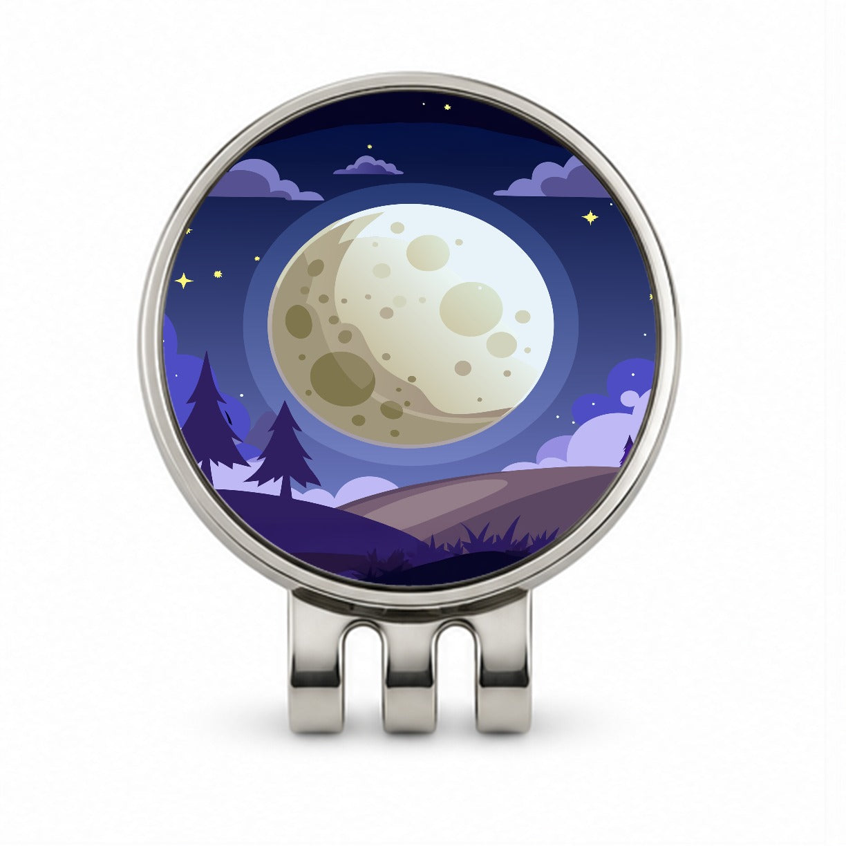 Full Moon at Night Golf Hat Clip with Ball Marker