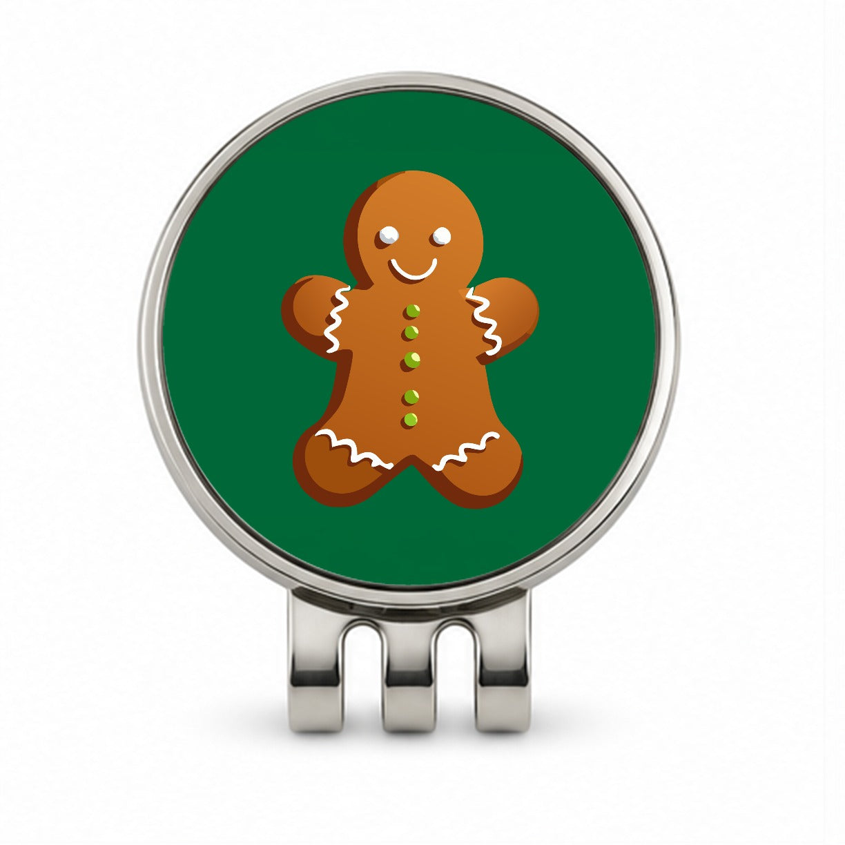 Gingerbread Man Cookie Cute Christmas Golf Hat Clip with Ball Marker