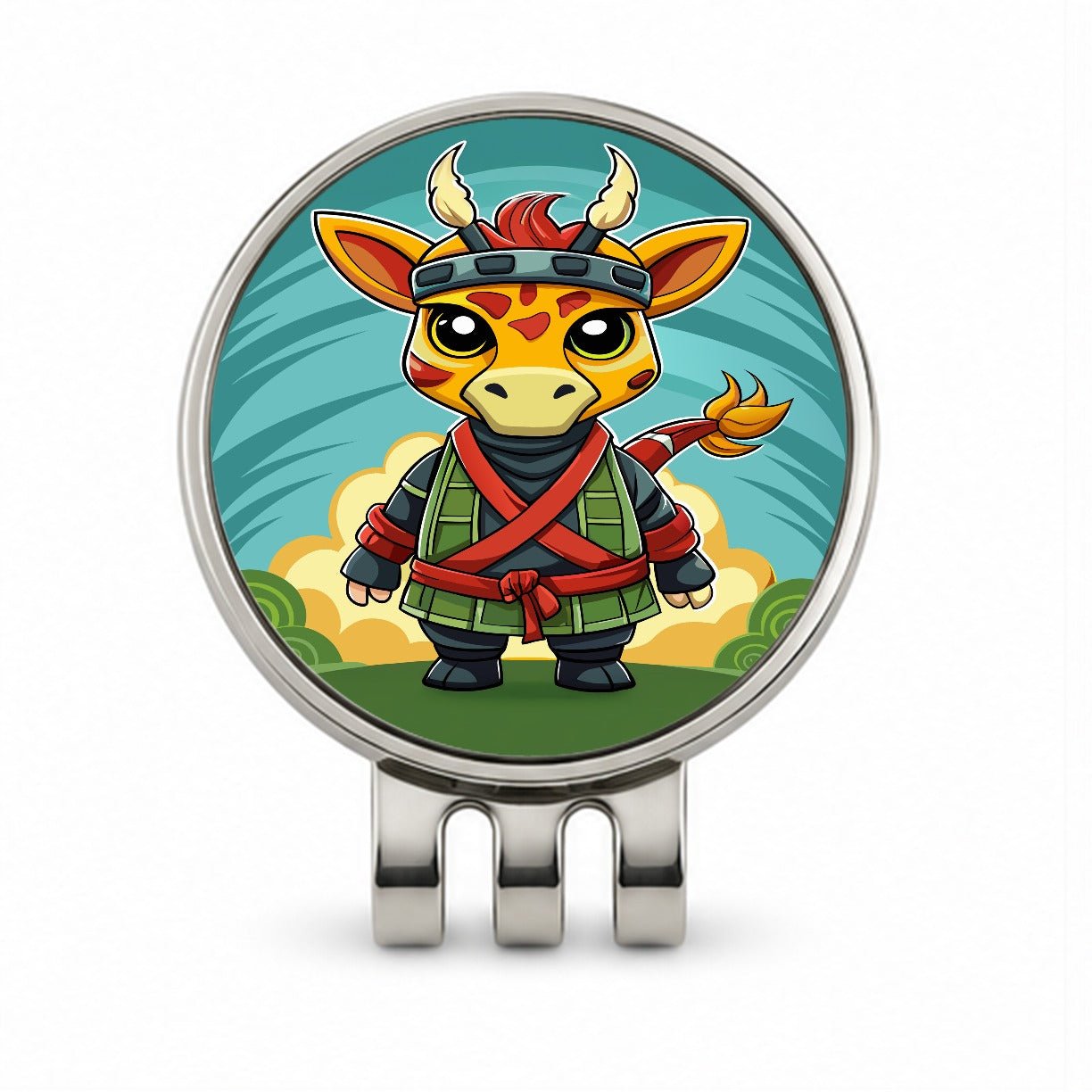 Giraffe Ninja Fighter Funny Golf Hat Clip with Ball Marker