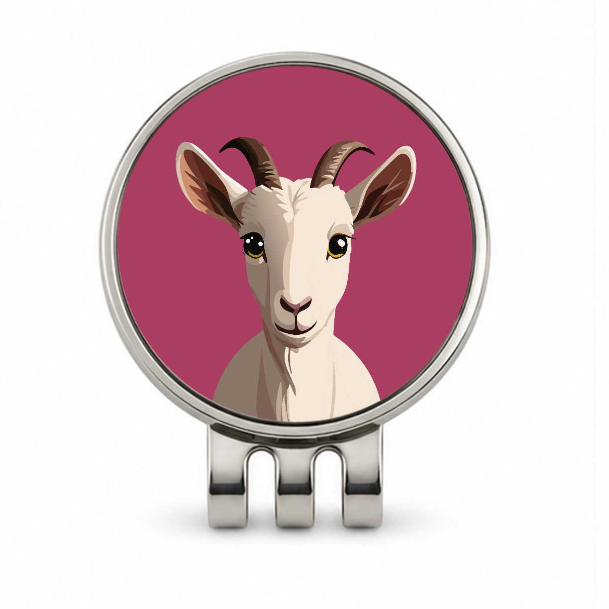 Goat Head Staring Cute Golf Hat Clip with Ball Marker