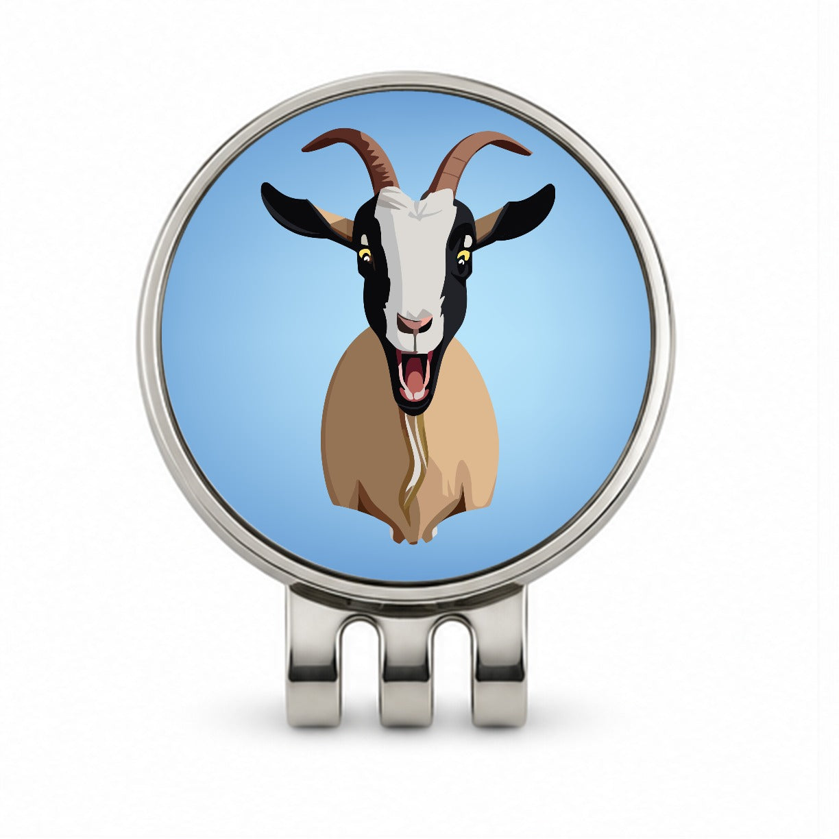 Goat Screaming Funny Golf Hat Clip with Ball Marker