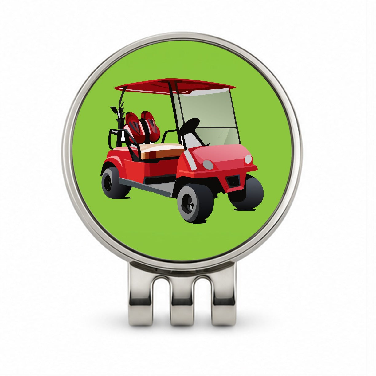 Golf Cart Red Golfing Sport Golf Hat Clip with Ball Marker