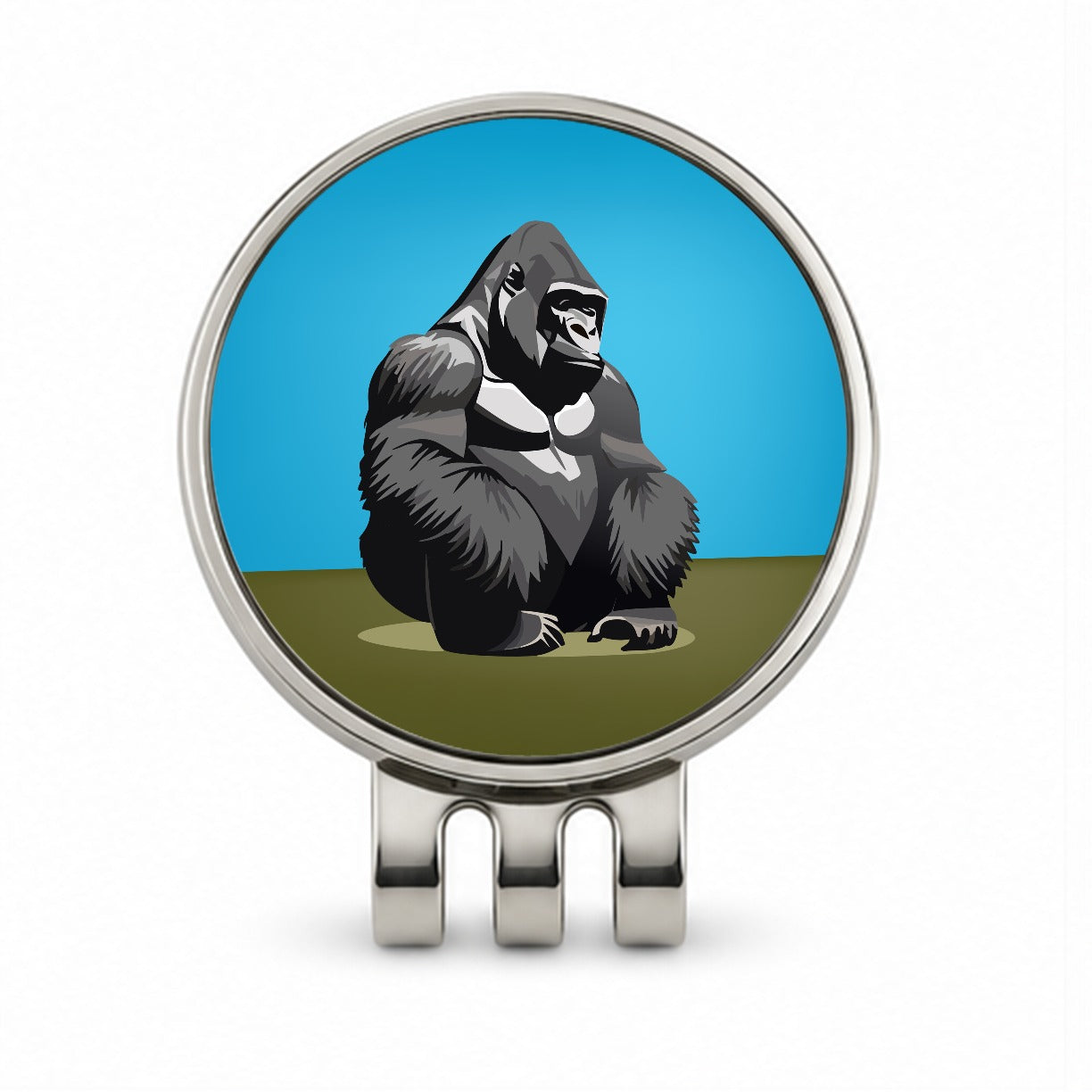 Gorilla Sitting Golf Hat Clip with Ball Marker