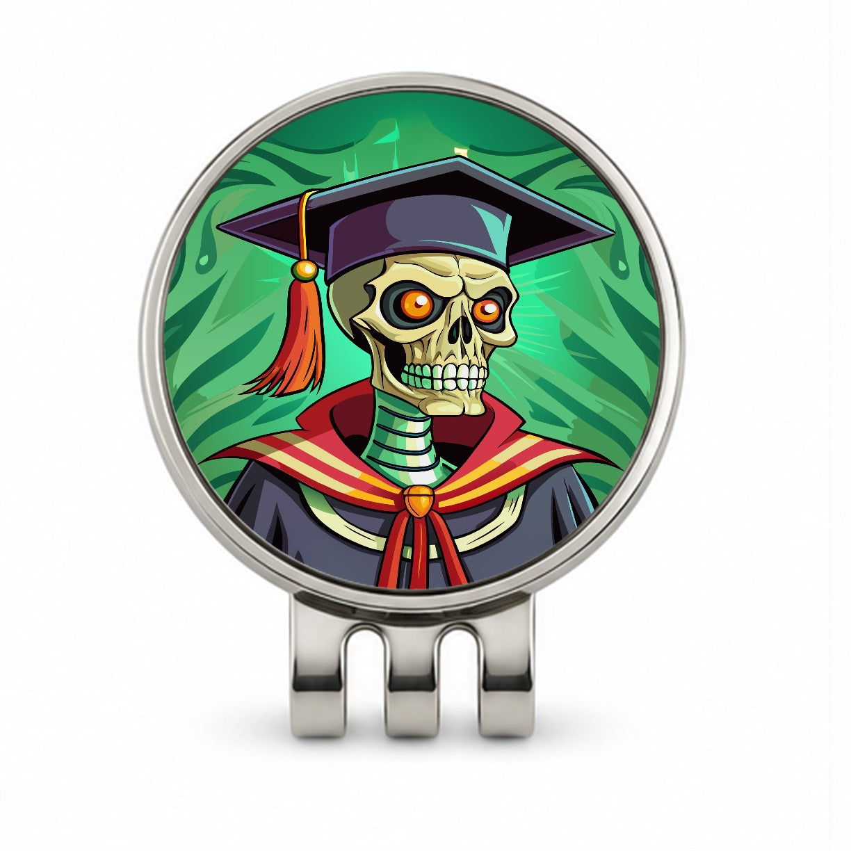 Graduate Skeleton Scary Graduation Golf Hat Clip with Ball Marker