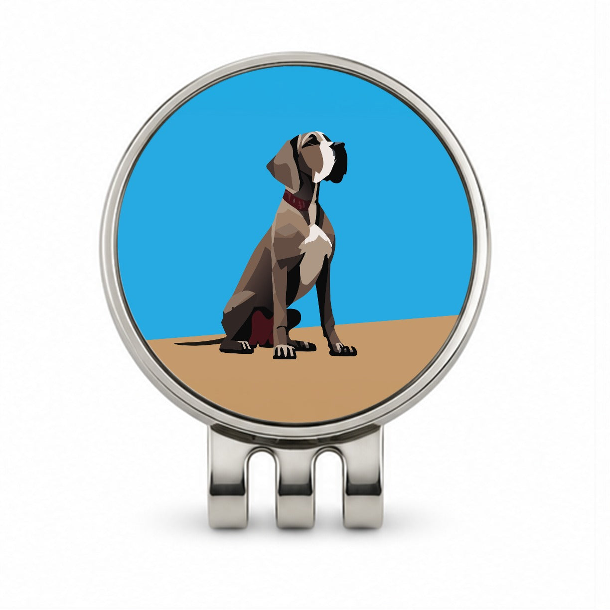 Great Dane Dog Sitting Golf Hat Clip with Ball Marker