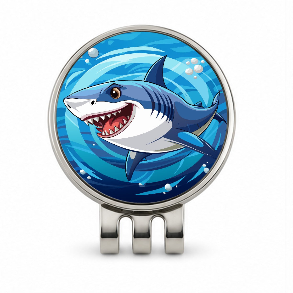 Great White Shark in Ocean Golf Hat Clip with Ball Marker