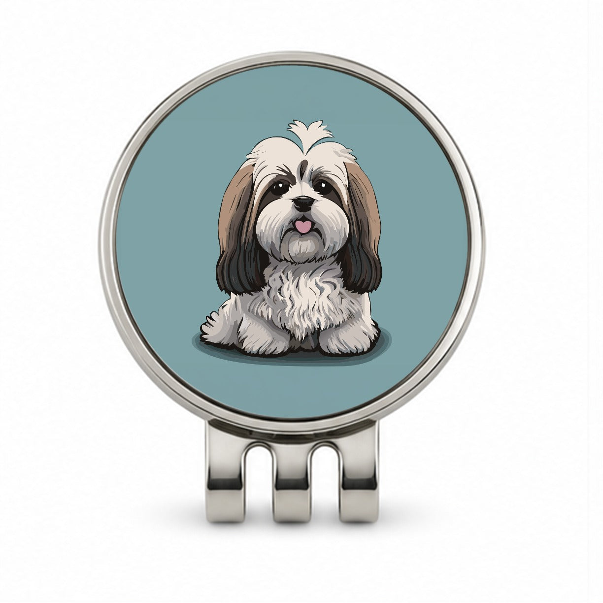 Havanese Dog Sitting Golf Hat Clip with Ball Marker