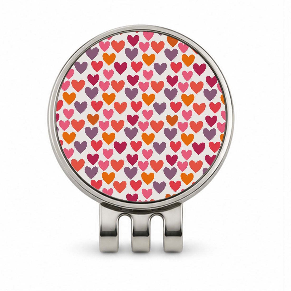 Hearts Purple Pink Orange Valentines Day Anniversary Love Golf Hat Clip with Ball Marker
