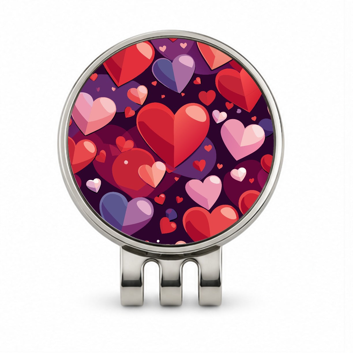 Hearts Scattered Love Valentines Anniversary Wedding Golf Hat Clip with Ball Marker