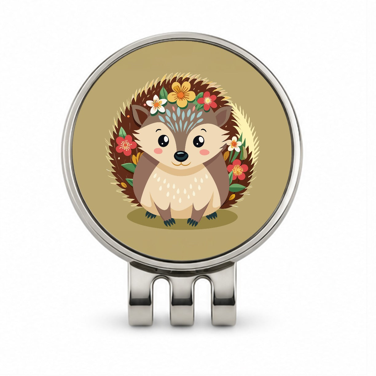 Hedgehog Floral Flowers Golf Hat Clip with Ball Marker