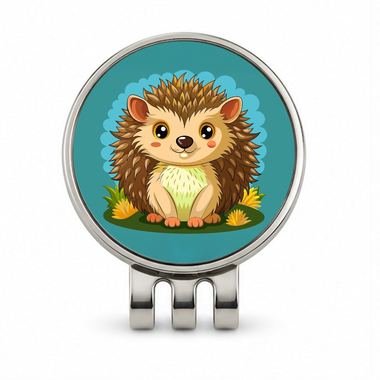 Hedgehog Smiling Cute Golf Hat Clip with Ball Marker