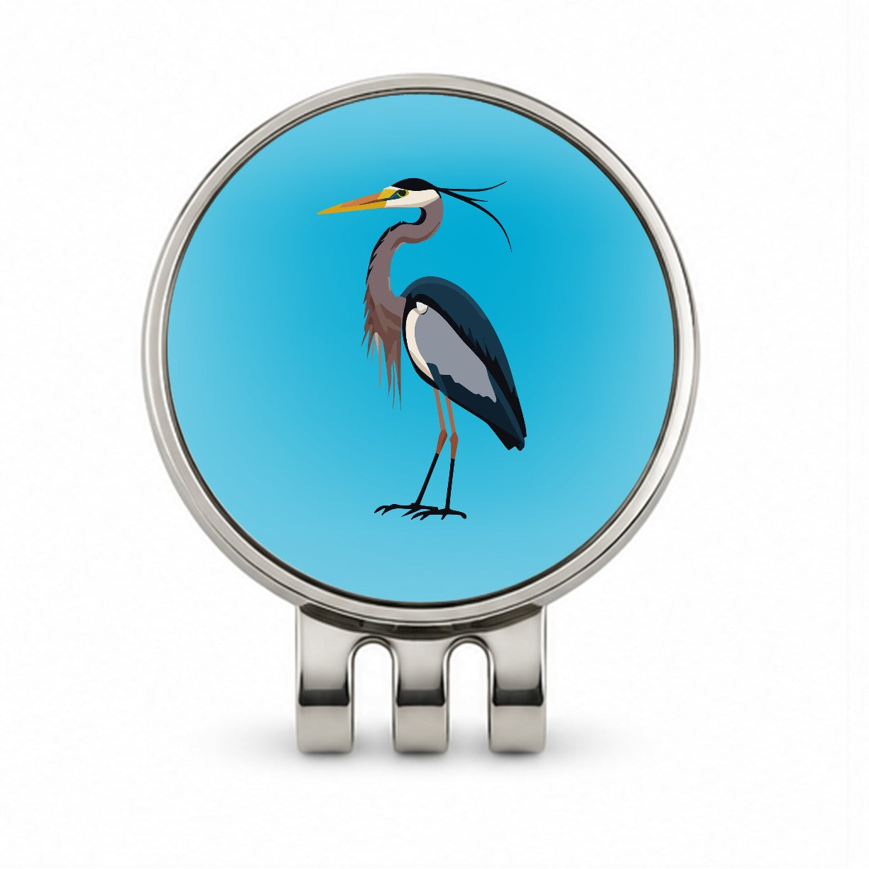 Heron Egret Bird Golf Hat Clip with Ball Marker