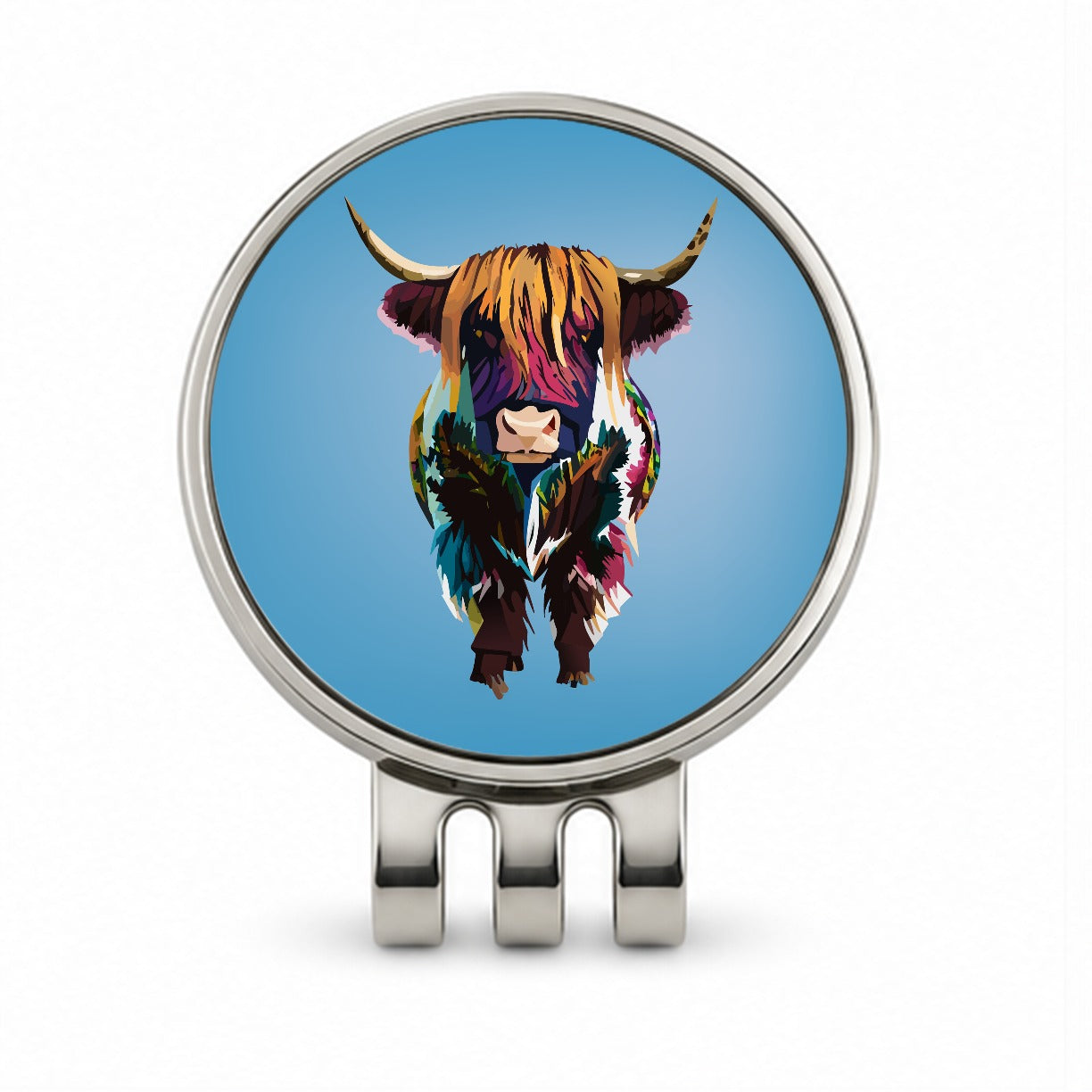 Highland Cow Colorful Golf Hat Clip with Ball Marker