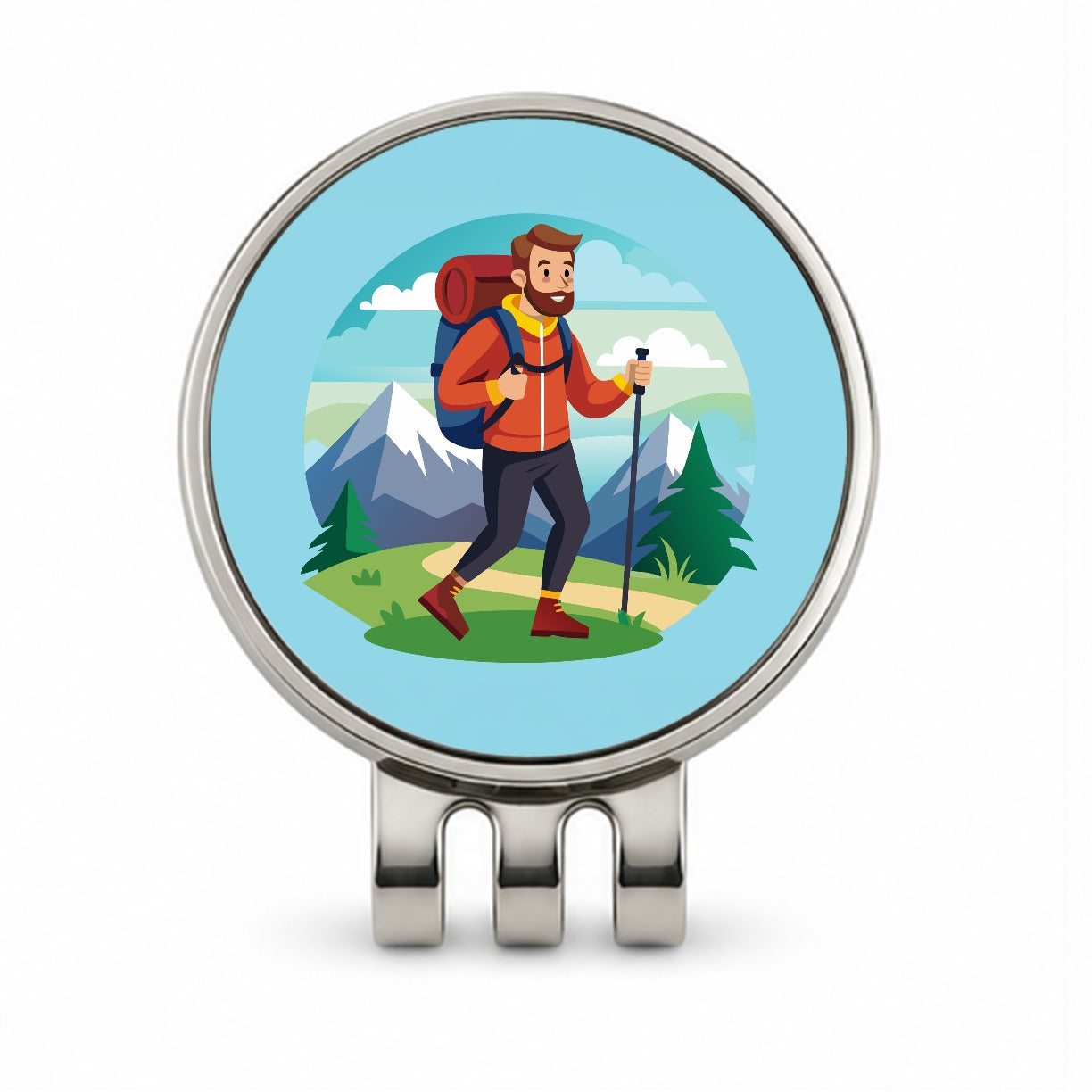 Hiker Hiking Backpacking Man Golf Hat Clip with Ball Marker