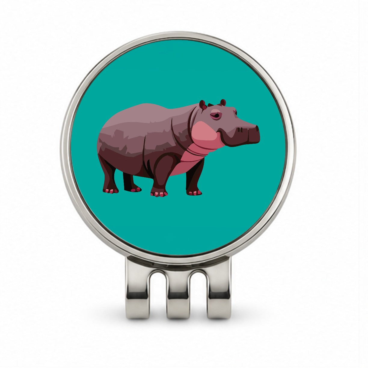 Hippopotamus Standing Golf Hat Clip with Ball Marker