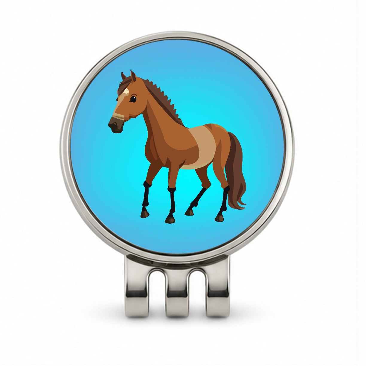 Horse Standing Golf Hat Clip with Ball Marker