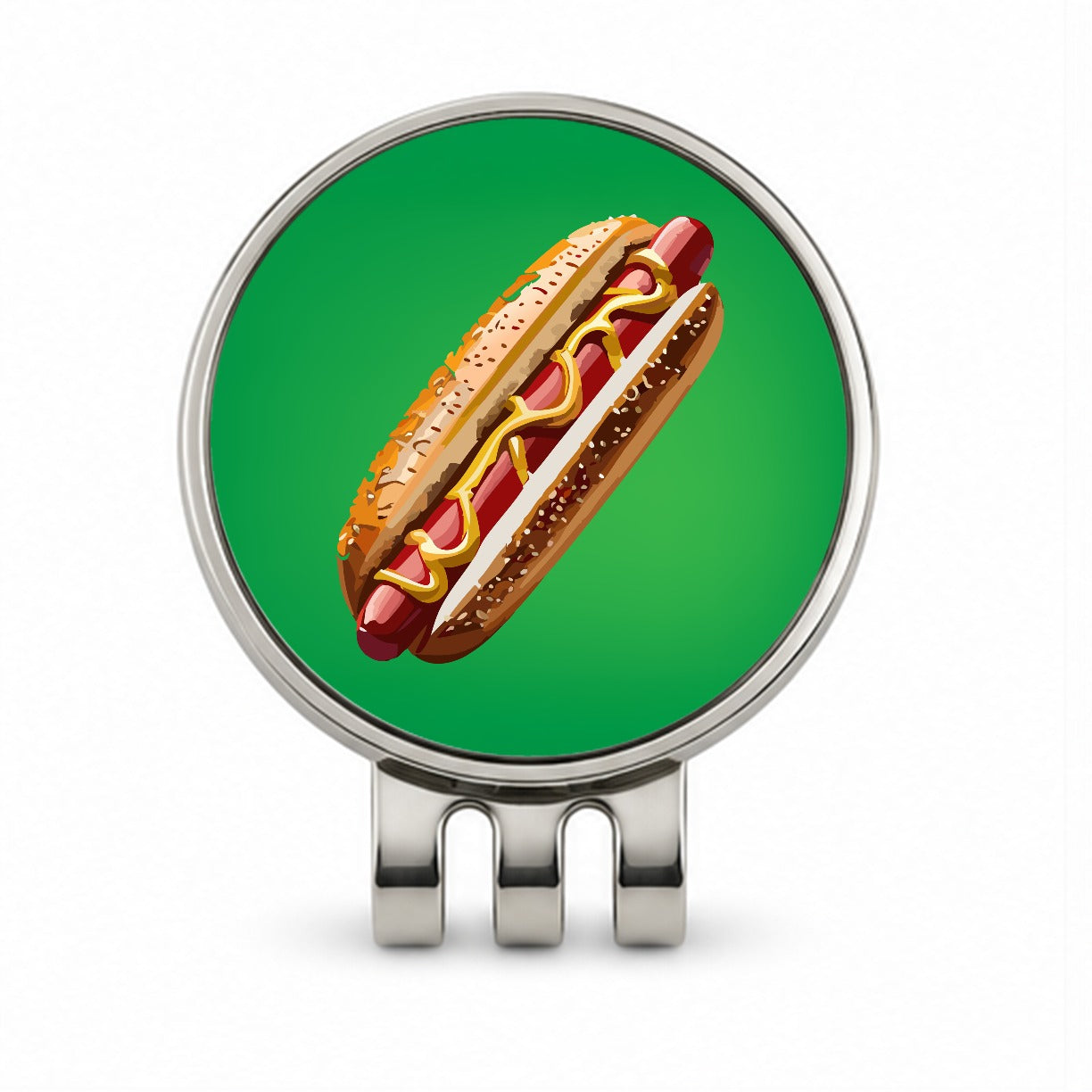 Hotdog Hot Dog Bun Mustard Golf Hat Clip with Ball Marker