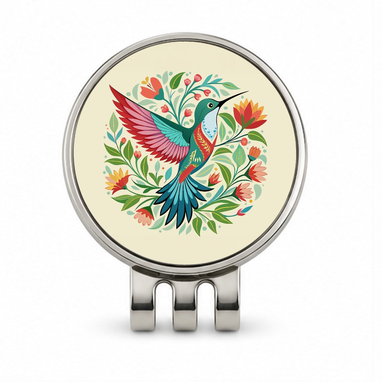 Hummingbird Floral Flowers Golf Hat Clip with Ball Marker
