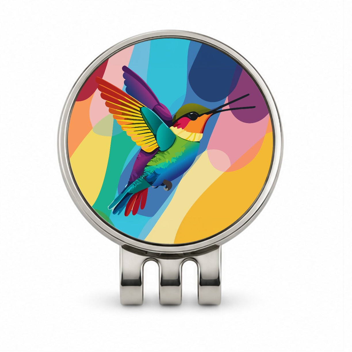 Hummingbird Rainbow Golf Hat Clip with Ball Marker