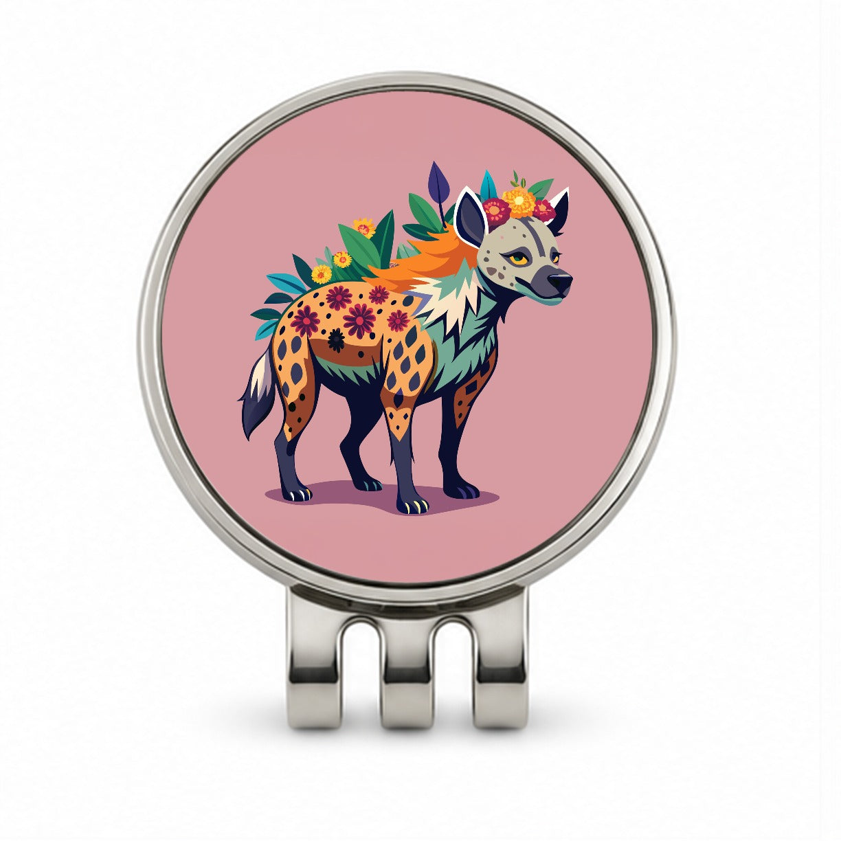 Hyena Floral Flowers Golf Hat Clip with Ball Marker