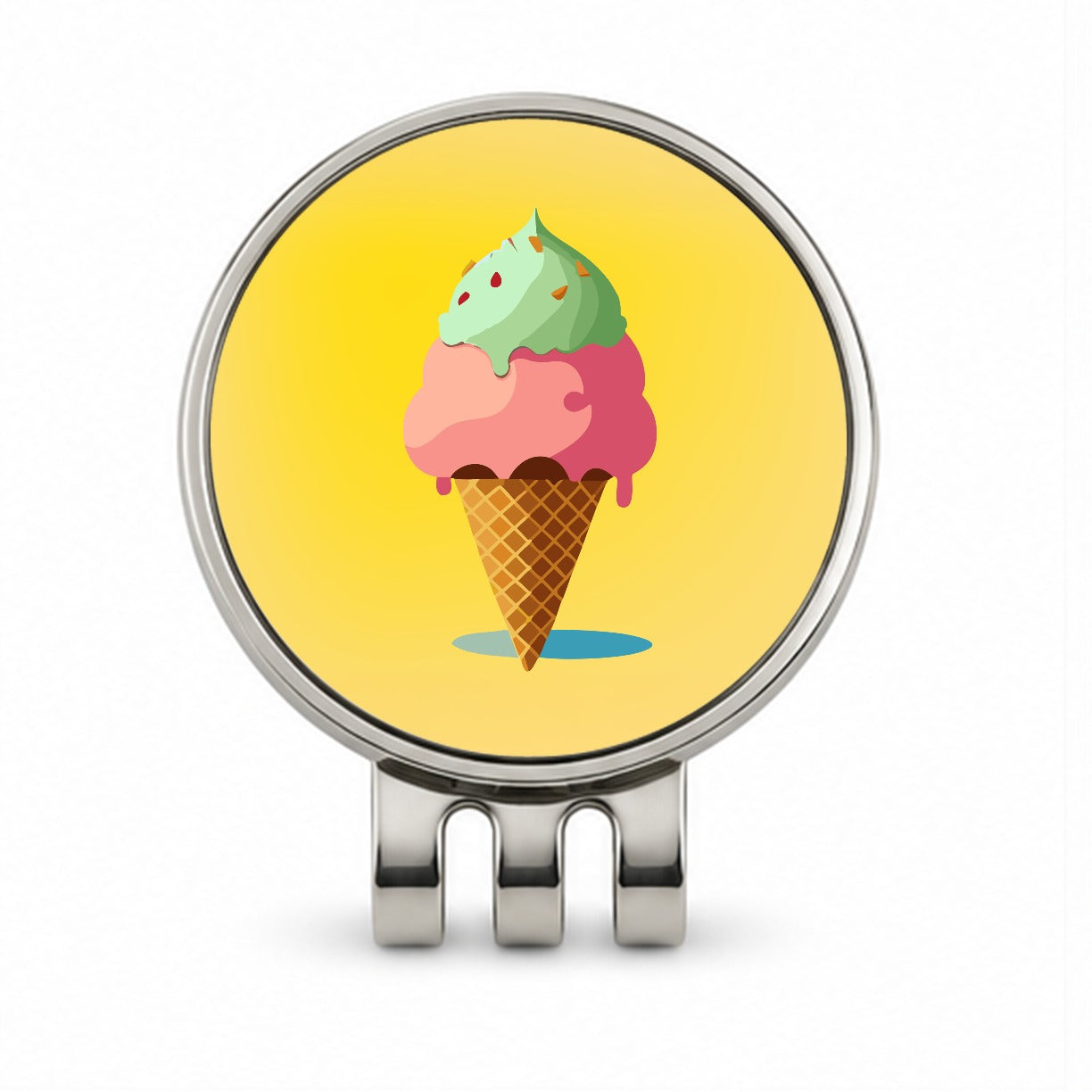 Ice Cream Cone Two Scoops Golf Hat Clip with Ball Marker