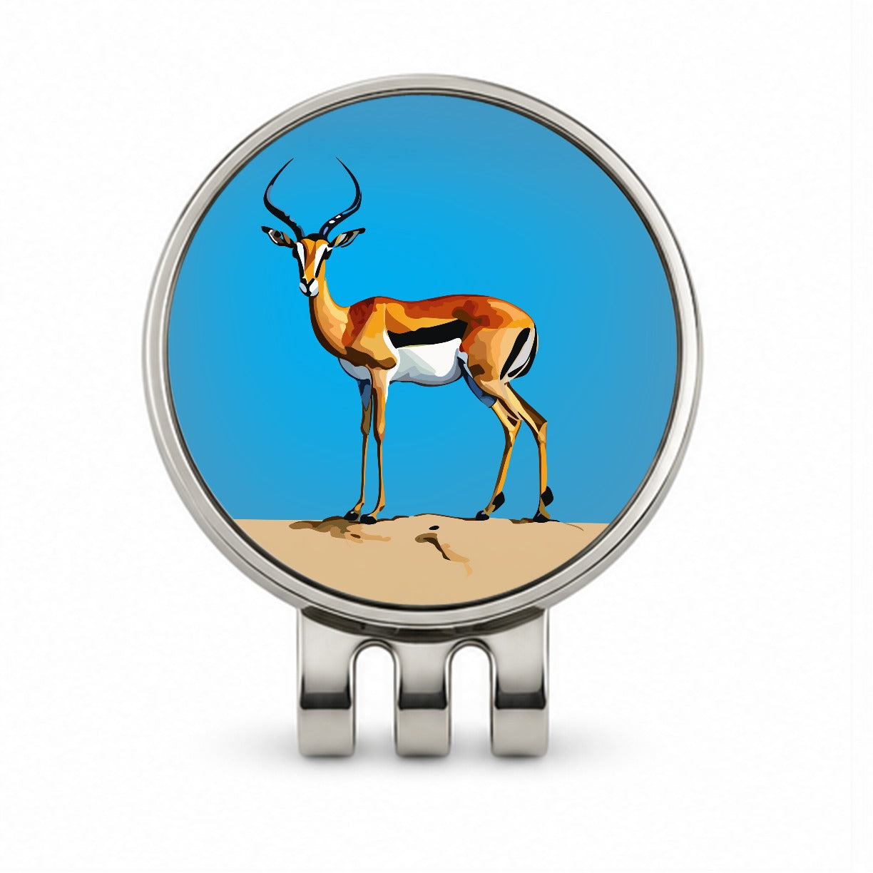 Impala Watercolor Africa Animal Golf Hat Clip with Ball Marker