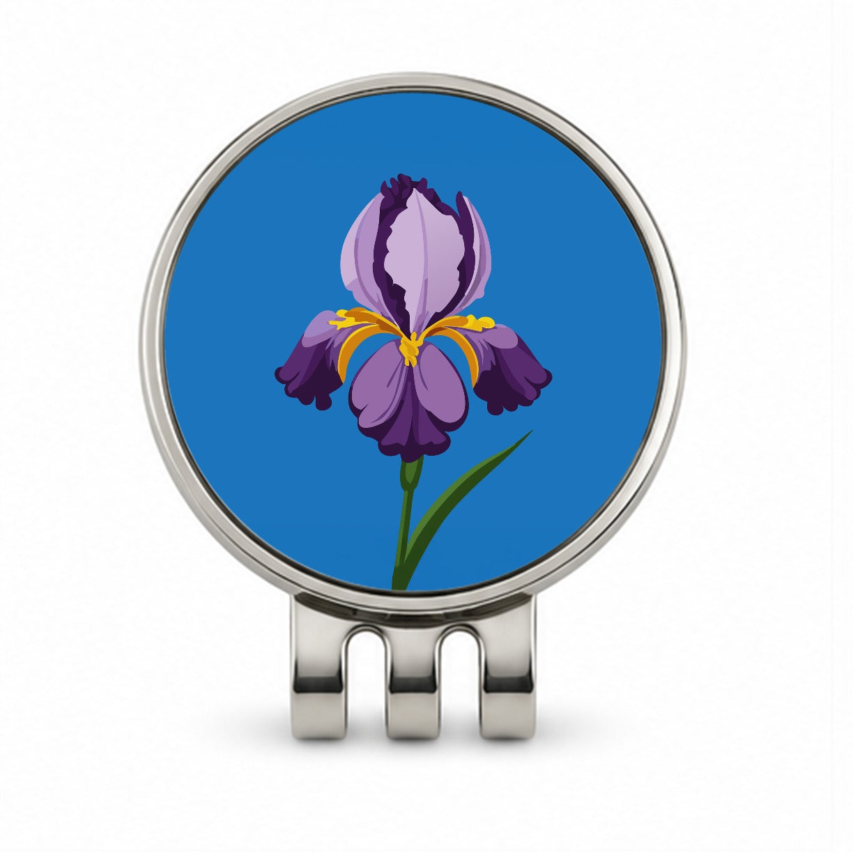 Iris Bearded Purple Flower Golf Hat Clip with Ball Marker