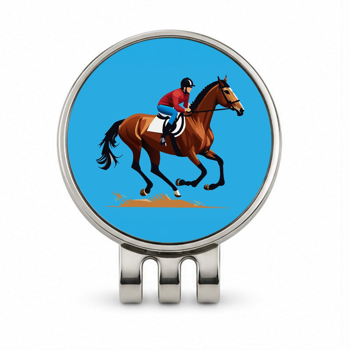 Jockey Riding Horse Racing Man Golf Hat Clip with Ball Marker