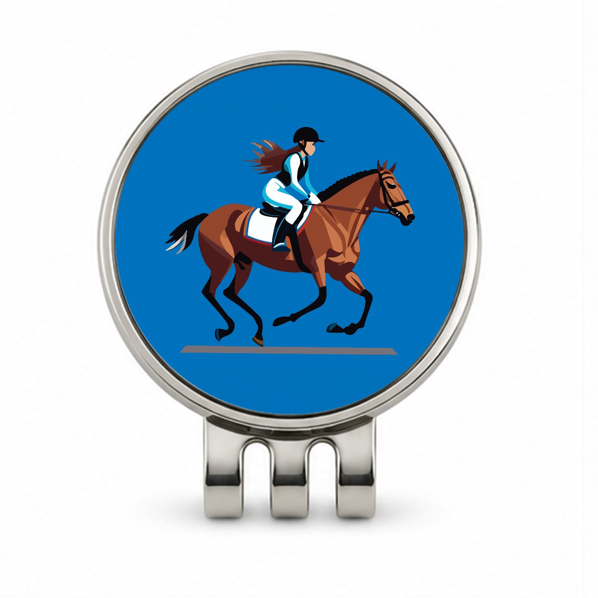 Jockey Riding Horse Racing Woman Golf Hat Clip with Ball Marker