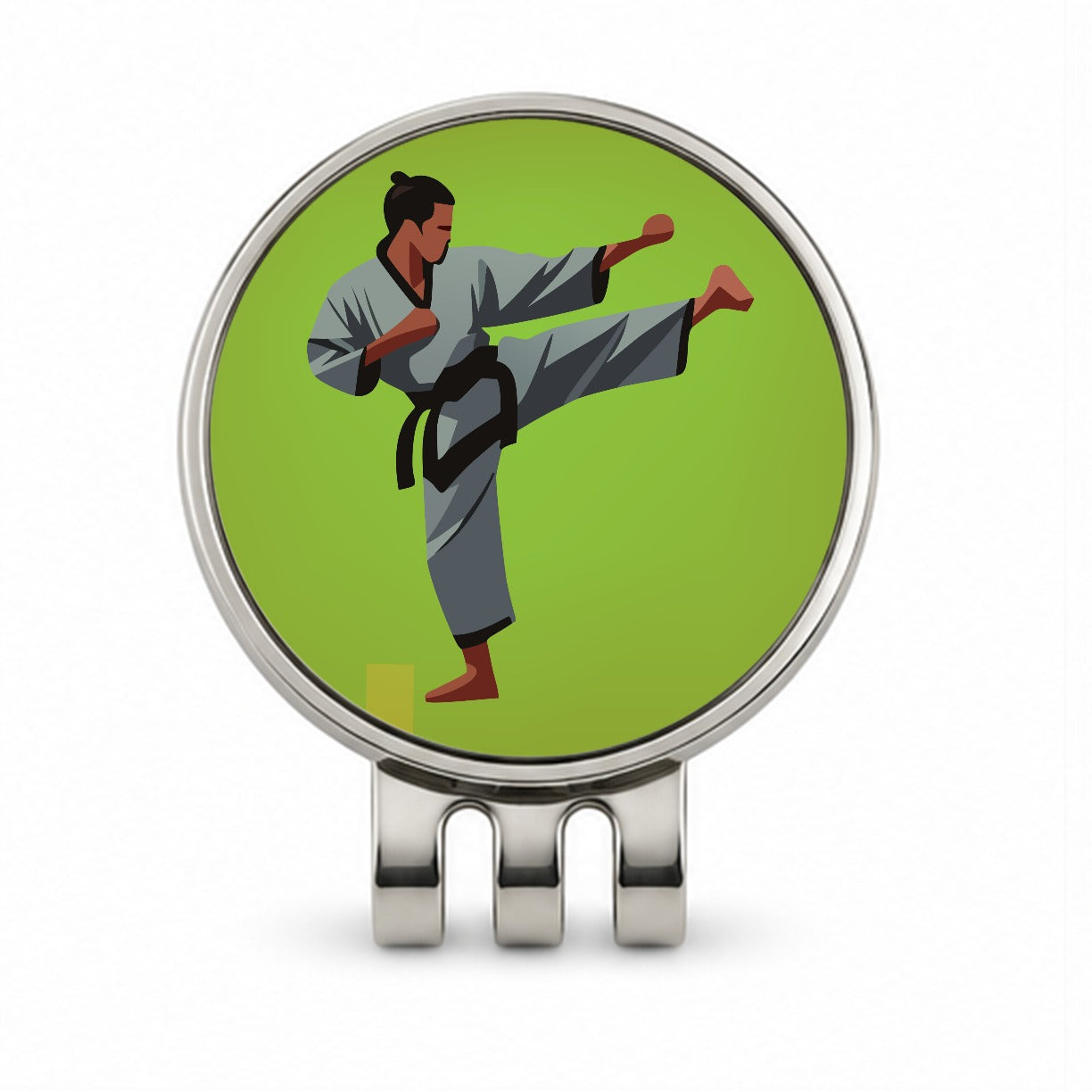 Karate Man Kick Golf Hat Clip with Ball Marker