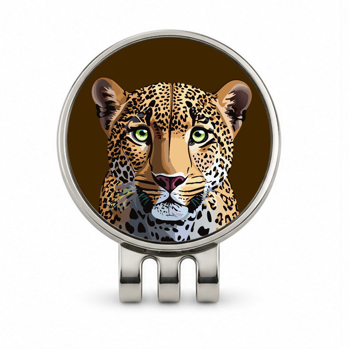 Leopard Cheetah Face Big Cat Golf Hat Clip with Ball Marker