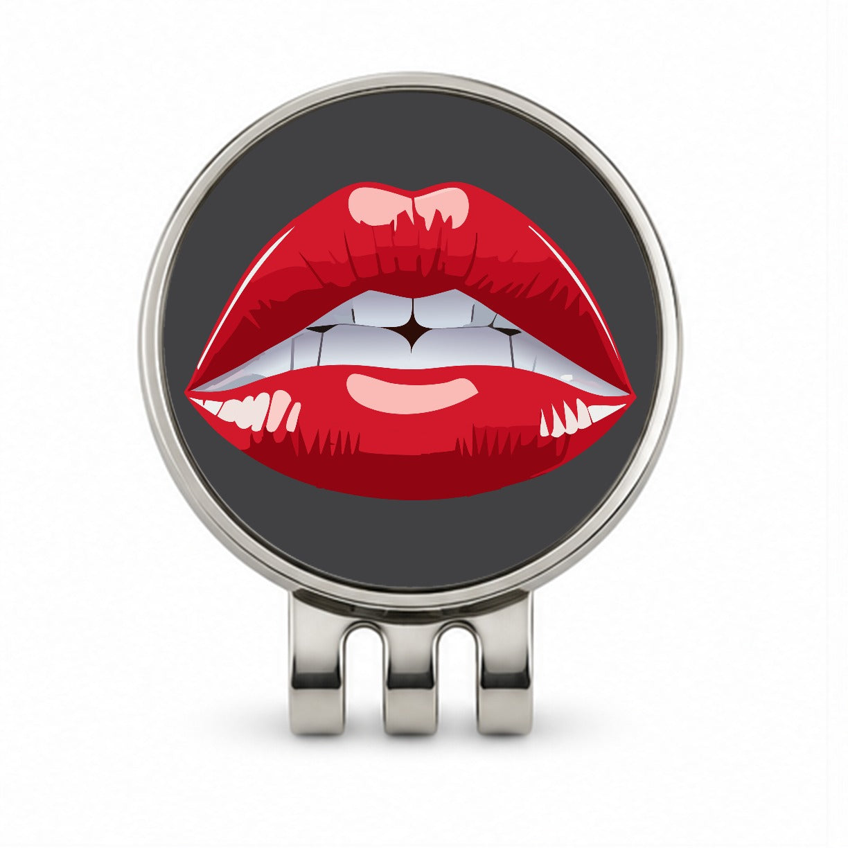 Lips Red Lipstick Mouth Golf Hat Clip with Ball Marker