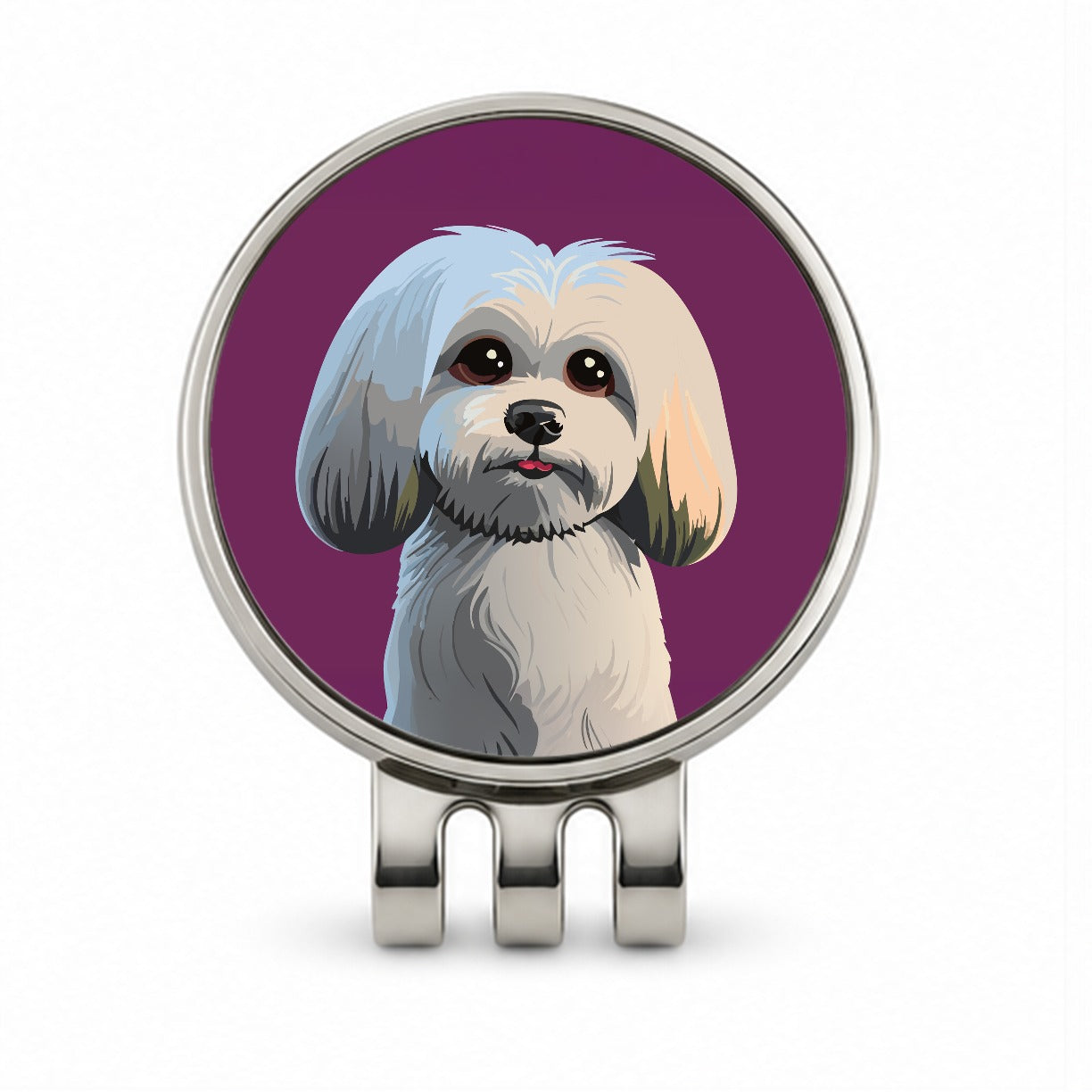 Maltese Dog Cute Golf Hat Clip with Ball Marker